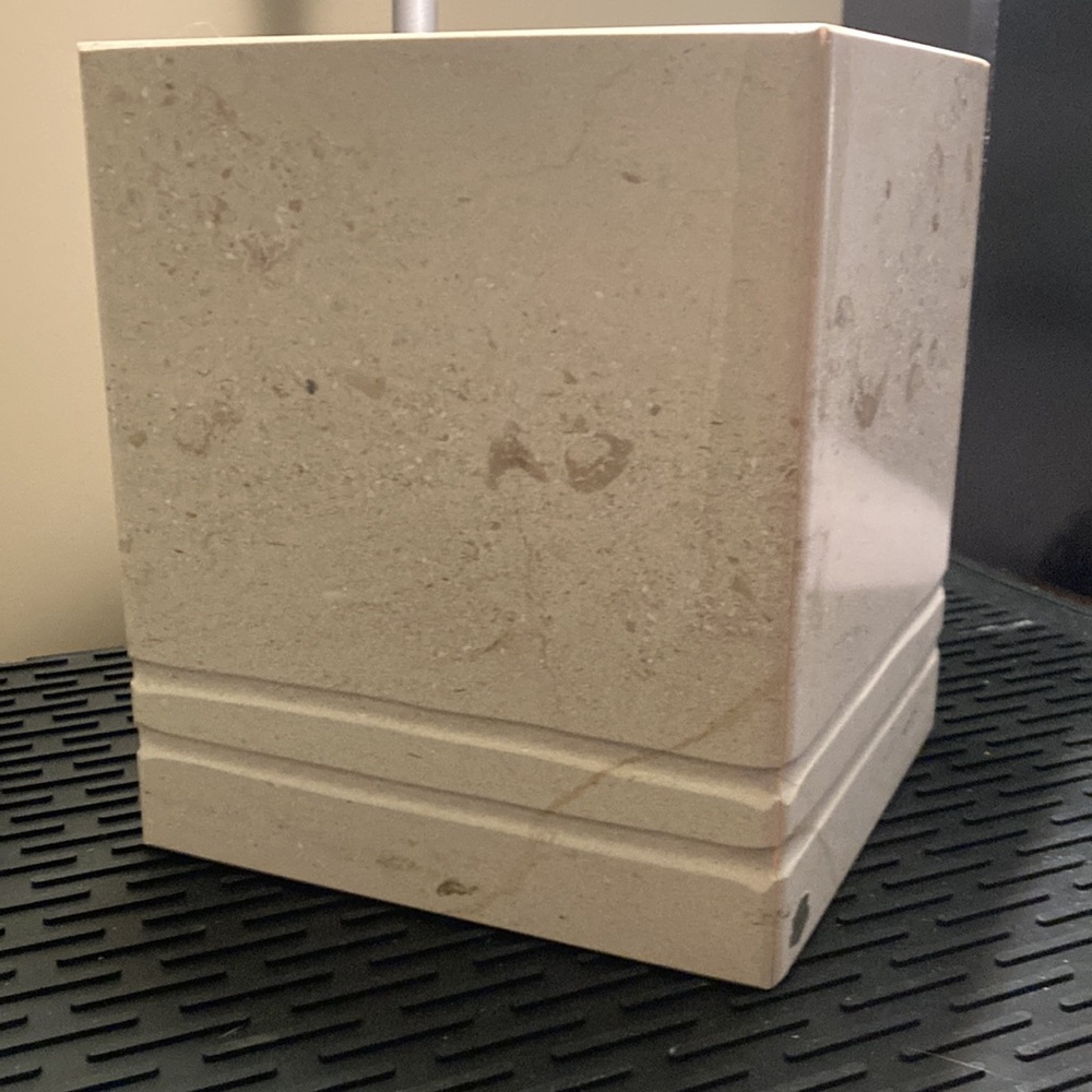 Marble square waste basket, cream color